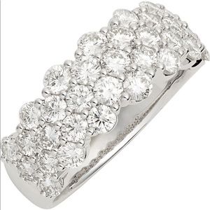 New Bony Levy 18k White Gold 3 Row 33 Diamonds 2.02ct Ring VS G Nordstrom 7.5